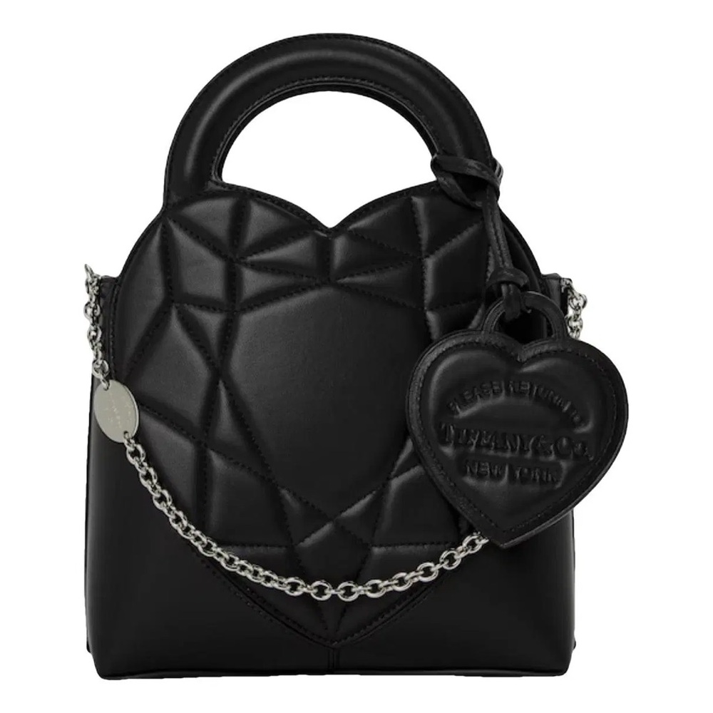Tiffany and Co Black Heart Quilted Top-Handle Bag with Chain Strap